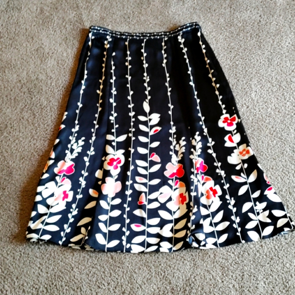 Pure silk floral skirt